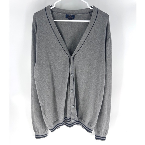 Brooks Brothers Other - Brooks Brothers 346 Mens Gray/Navy Cotton Cashmere V Neck Cardigan Sweater XL